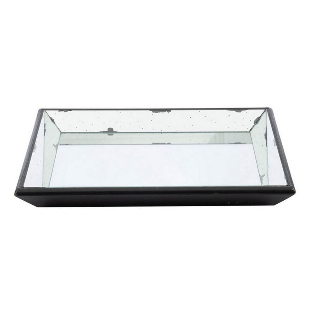 Inez 20 Inch Decorative Glass Tray Silver Mirrored Wall Hanger Medium By Casagear Home BM285935