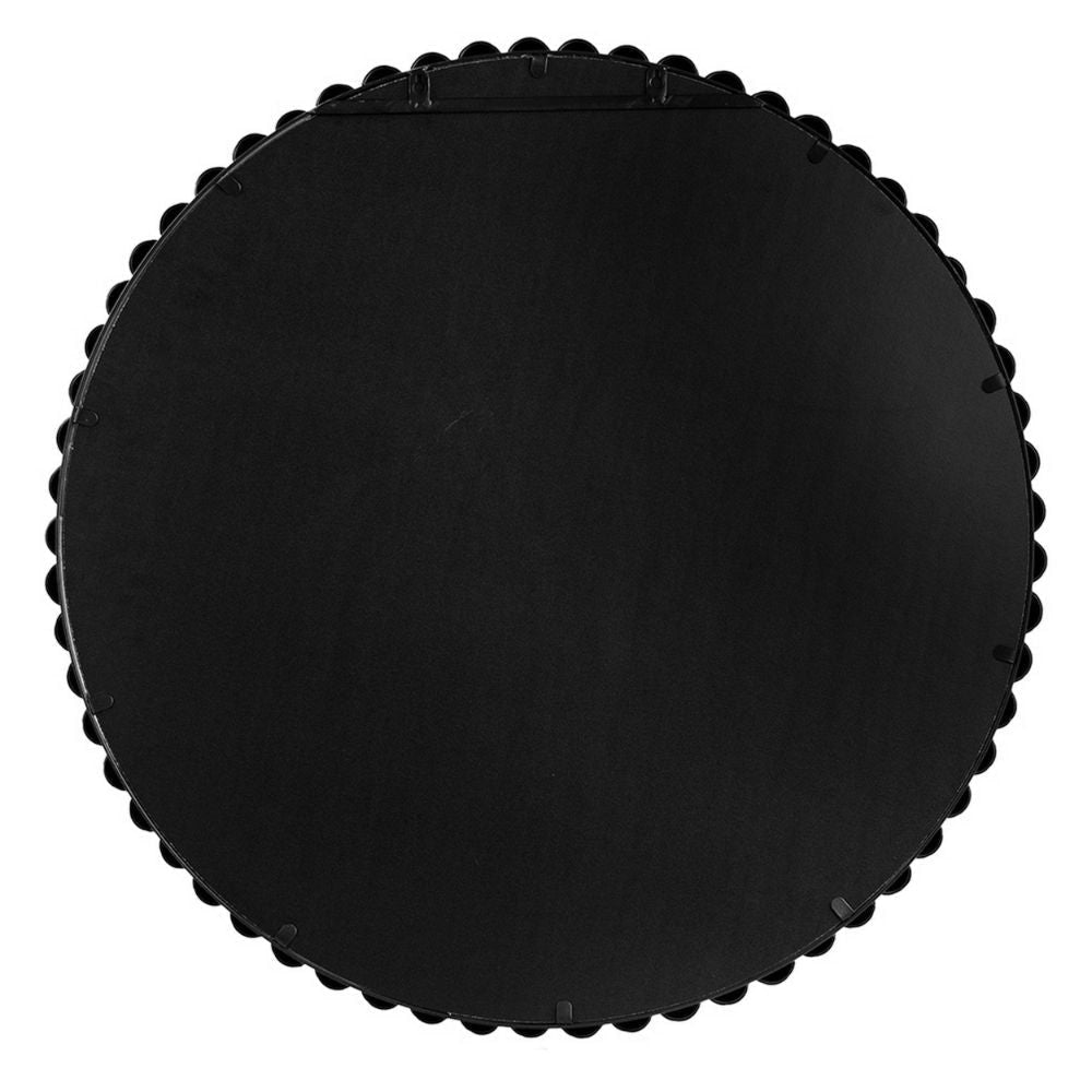 Emu 32 Inch Modern Round Wall Mirror Beaded Black Metal Accent Frame By Casagear Home BM285938