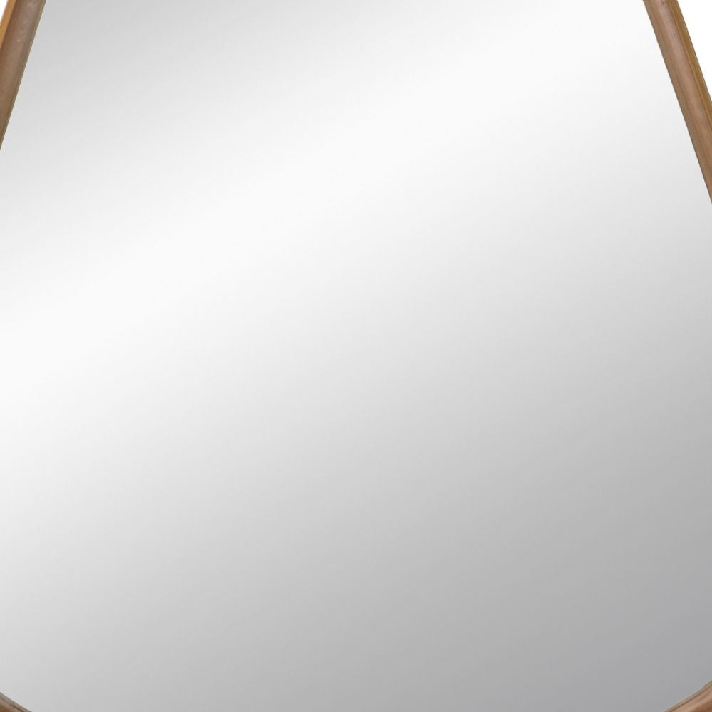 Roe 37 Inch Accent Wall Mirror Brown Curved Pine Wood Frame Minimalistic By Casagear Home BM285940