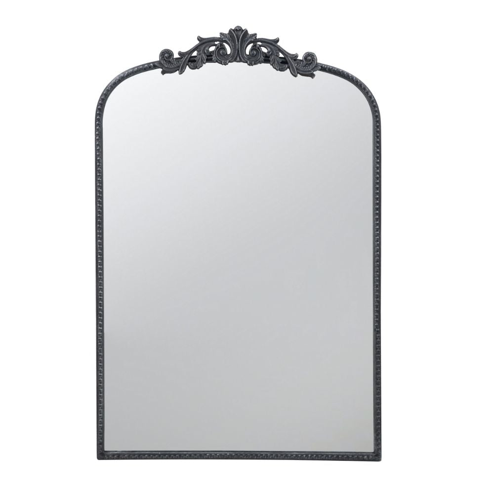 Kea Wall Mirror | 36" | Curved Metal Frame | Baroque | Black
