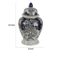 17 Inch Porcelain Ginger Jar with Lid Vintage Blue and White Flower Design By Casagear Home BM285943