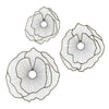 30 24 18 Inch Set of 3 Decorative Metal Flowers Wall Decor Black Gold By Casagear Home BM285945