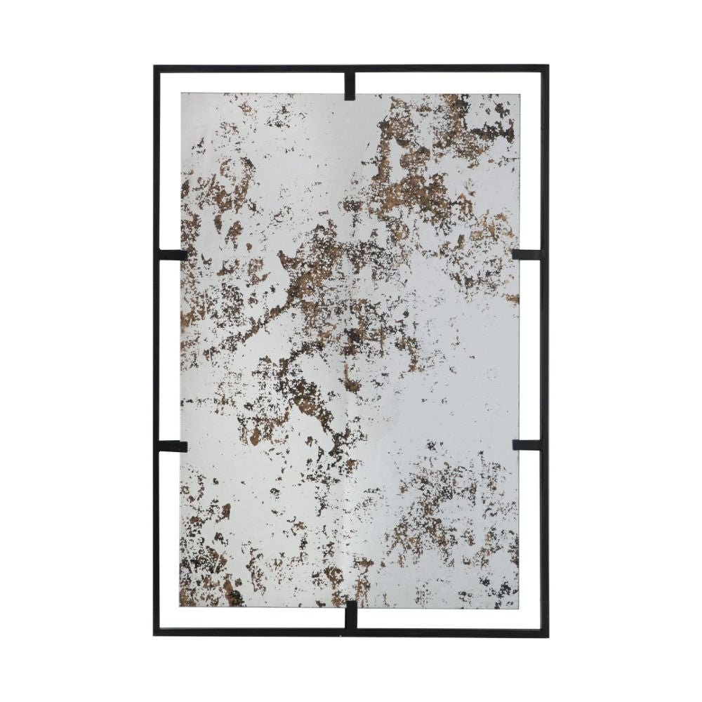 Tui Wall Mirror | 32" | Rectangular | Antique Black Metal Frame