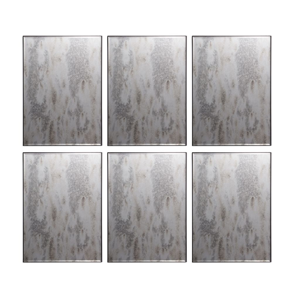 Wall Mirror Set | 15 x 20 | 6 Rectangular Panels | Black Iron