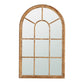 54 Inch Wall Mirror with Window Pane Design, Fir Wood, Distressed Brown By Casagear Home