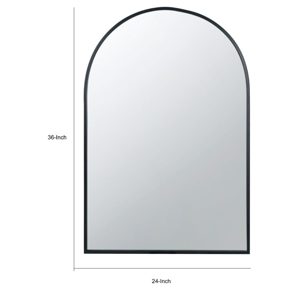 Cod 36 Inch Wall Mounted Mirror Wide Arched Design Black Metal Frame By Casagear Home BM285949