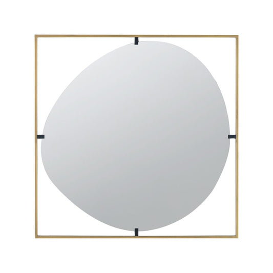 Ani 32 Inch Mirror, Artistic Oval Cut Out Design, Gold Finish Metal Frame By Casagear Home