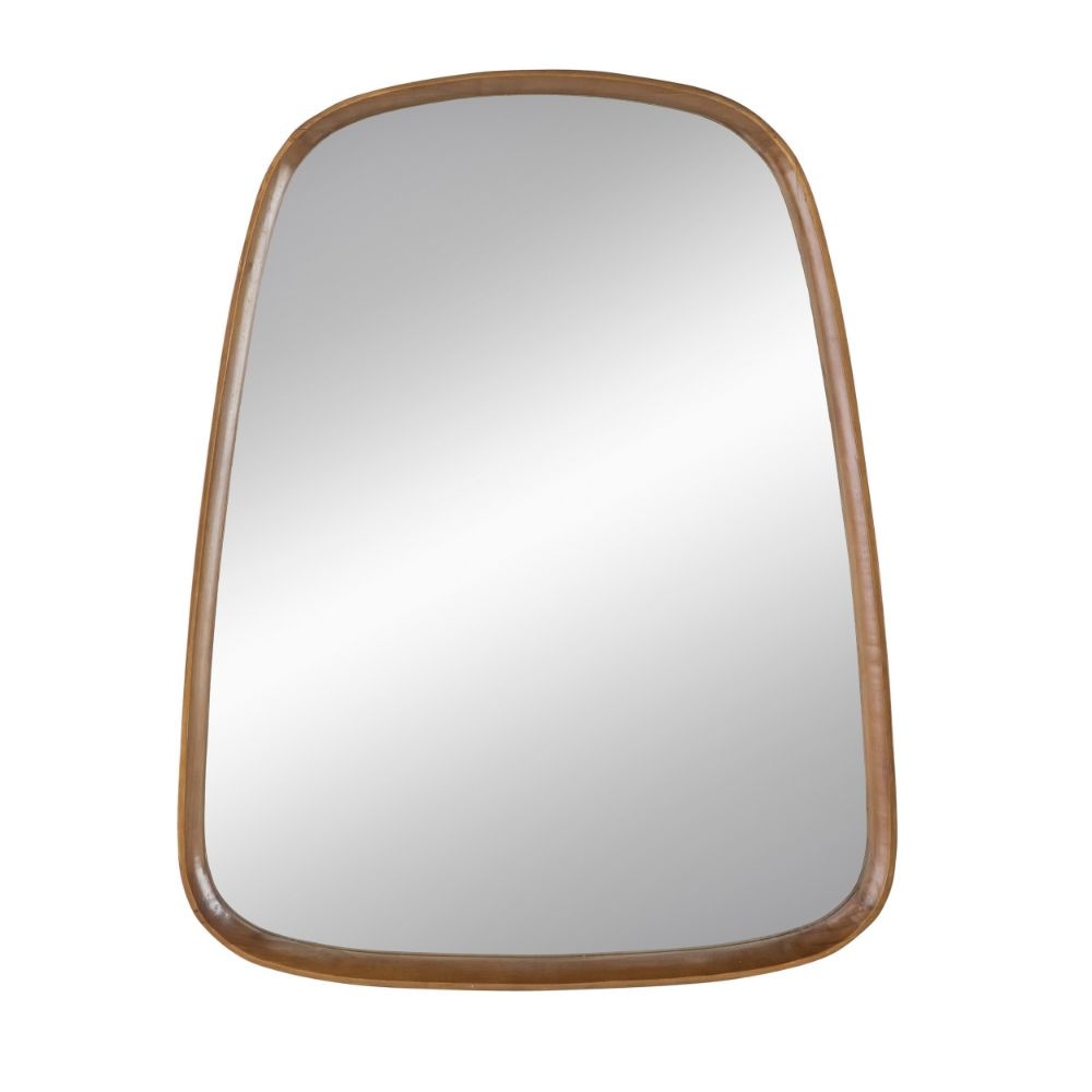 Roe Wall Mirror | 27" | Curved Pine Wood Frame | Brown