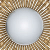27 Inch Round Wall Mount Accent Decor Mirror Sunburst Iron Frame Gold By Casagear Home BM286092