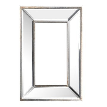 Toby 12 x 18 Inch Wall Mount Accent Mirror, Antique Silver Wood Frame By Casagear Home