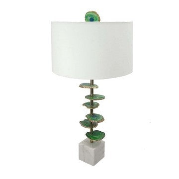 Parks Table Lamp | 30" | Agate Slices | Linen Shade | White