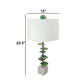 Parks 30 Inch Table Lamp With Agate Slices and Linen Drum Shade White By Casagear Home BM286095