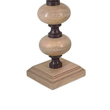 23 18 14 Inch Set of 3 Candleholders in Pillar Accent Wood Orbs Brown By Casagear Home BM286098