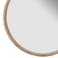 28 Inch Round Wall Mount Accent Mirror Natural Fir Wood with Subtle Grains By Casagear Home BM286105