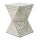 20 Inch Capiz Accent Stool Table, Hourglass Triangular, Off White Ivory By Casagear Home