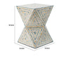 20 Inch Capiz Accent Stool Table Hourglass Triangular Off White Ivory By Casagear Home BM286116