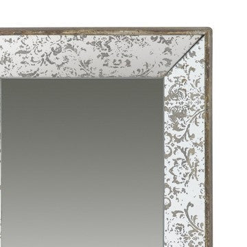 Rosa 16 x 24 Wall Mount Mirror Brown Wood Frame with Abstract Gold Overlay By Casagear Home BM286121
