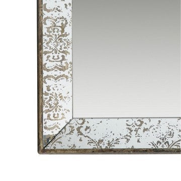 Rosa 16 x 24 Wall Mount Mirror Brown Wood Frame with Abstract Gold Overlay By Casagear Home BM286121