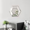 Toby Wall Mirror | 12 x 14 | Hexagon Frame | Wood | Brown