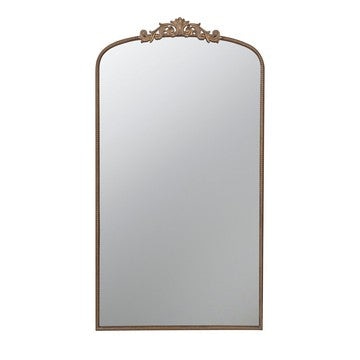 Kea 66 Inch Wall Mirror, Gold Curved Metal Frame, Ornate Baroque Design By Casagear Home