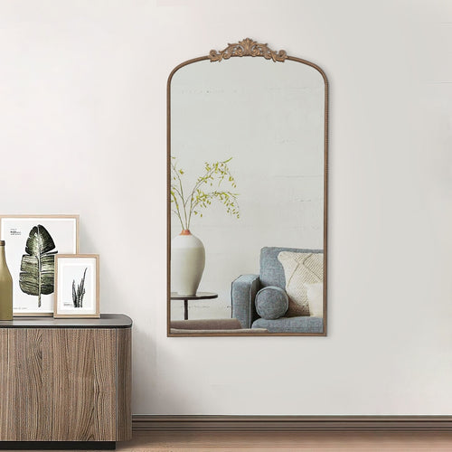 Kea Wall Mirror | 66" | Curved Metal Frame | Baroque | Gold