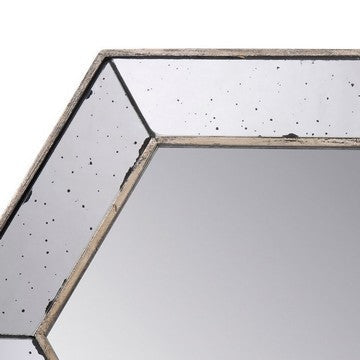 Filo 21 Inch Wall Accent Mirror Raised Tray Edges Hexagonal Mirror Frame By Casagear Home BM286130