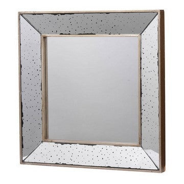Filo 18 Inch Square Wall Accent Mirror Raised Tray Edges Mirrored Frame By Casagear Home BM286131