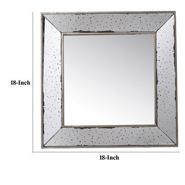Filo 18 Inch Square Wall Accent Mirror Raised Tray Edges Mirrored Frame By Casagear Home BM286131