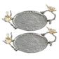 14 Inch Small Decorative Tray Set of 2, Perched Birds, Silver Metal Frame By Casagear Home
