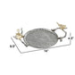 14 Inch Small Decorative Tray Set of 2 Perched Birds Silver Metal Frame By Casagear Home BM286142