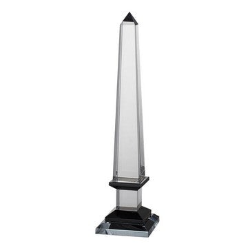 20 Inch Glass Obelisk Accent Decoration, Monument Design, Square Base By Casagear Home
