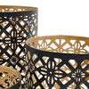 Set of 3 Lantern Candle Holders Moroccan Lattice Gold Black Metal Frames By Casagear Home BM286153
