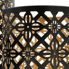 Set of 3 Lantern Candle Holders Moroccan Lattice Gold Black Metal Frames By Casagear Home BM286153