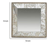 Filo 15 Inch Square Accent Wall Mirror Raised Edges Silver Wood Frame By Casagear Home BM286154