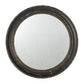 24 Inch Round Wall Mount Mirror, Molded Trim Wood Frame, Distressed Brown By Casagear Home