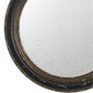 24 Inch Round Wall Mount Mirror Molded Trim Wood Frame Distressed Brown By Casagear Home BM286156