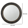 24 Inch Round Wall Mount Mirror Molded Trim Wood Frame Distressed Brown By Casagear Home BM286156