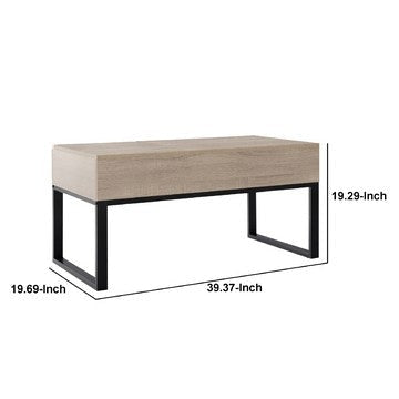 39 Inch Lift Top Extendable Coffee Table with Hidden Storage Modern Brown By Casagear Home BM286195