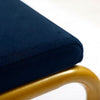 Kipp 55 Inch Shoe Rack Bench Gold Metal Frame Shelf Blue Velvet Seat By Casagear Home BM286209