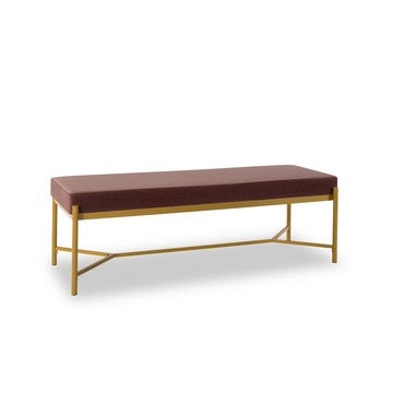 Lola 55 Inch Modern Foyer Bench Dark Rose Velvet Seat and Gold Metal Frame By Casagear Home BM286263