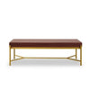 Lola 55 Inch Modern Foyer Bench, Dark Rose Velvet Seat and Gold Metal Frame By Casagear Home
