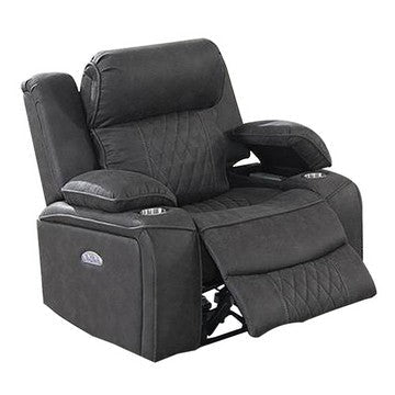 Xiu 38 Inch Power Recliner Chair, USB Port, Storage, Gray Faux Leather By Casagear Home