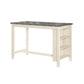 Joss 60 Inch Cottage Counter Height Table, 2 Tone Wood, Gray Top Cream Base By Casagear Home