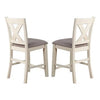 Joss Counter Height Chairs | 40" | Set of 2 | Gray Seat | Cream Frame