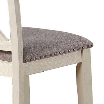 Joss 40 Inch Cottage Wood Counter Height Chair Set of 2 Gray Seat Cream By Casagear Home BM286287
