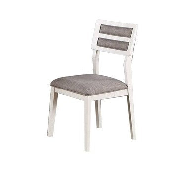 Kya 21 Inch 2 Tone Dining Chair, Ladder Back, Gray Seat, Set of 2, White By Casagear Home