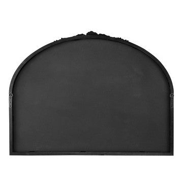 Eel 40 Inch Wall Mirror Black Arched Wood Frame Hand Carved Rose Crown By Casagear Home BM286299