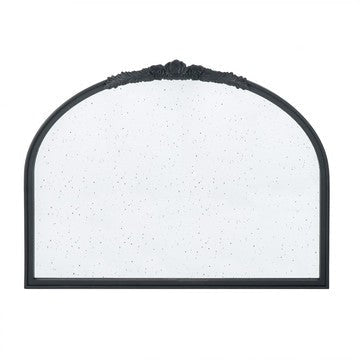 Eel Wall Mirror | 40" | Arched Wood Frame | Carved Rose | Black