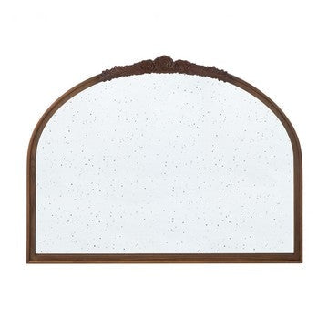 Eel Wall Mirror | 40" | Arched Wood Frame | Carved Rose | Espresso Brown