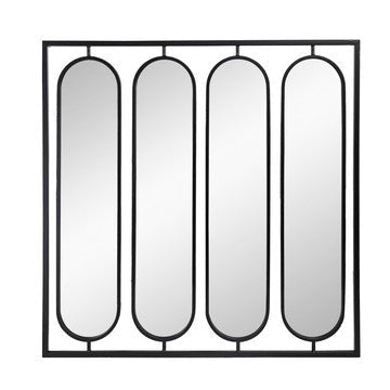 Wall Decor | 36" | 4 Swiveling Oblong Mirrors | Black Metal Frame